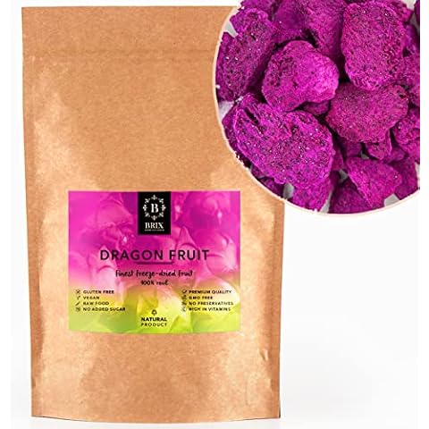 BRIX Freeze Dried Dragon Fruit | 100% Natural Dried Dragonfruit 95g | Great Taste Award Dried Fruit | Non-GMO, Gluten Free, Vegan & Vitamins Retained Cover