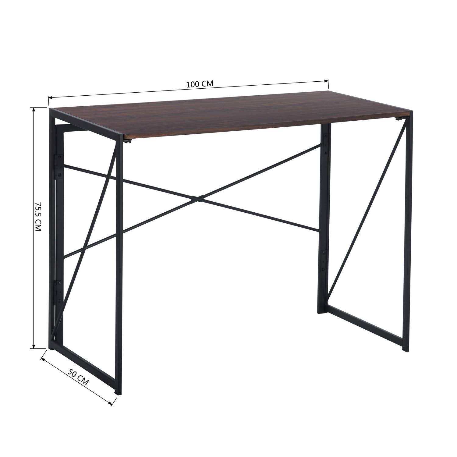 FurnitureR Tables de Couture et D'artisanat, Bureau Créatif et Efficace, Table Multifonctionnelle avec Rangement Pliable, Cadre en MDF et Métal, Pas de Montage Nécessaire, 100 x 50 x 75cm, Nnoyer