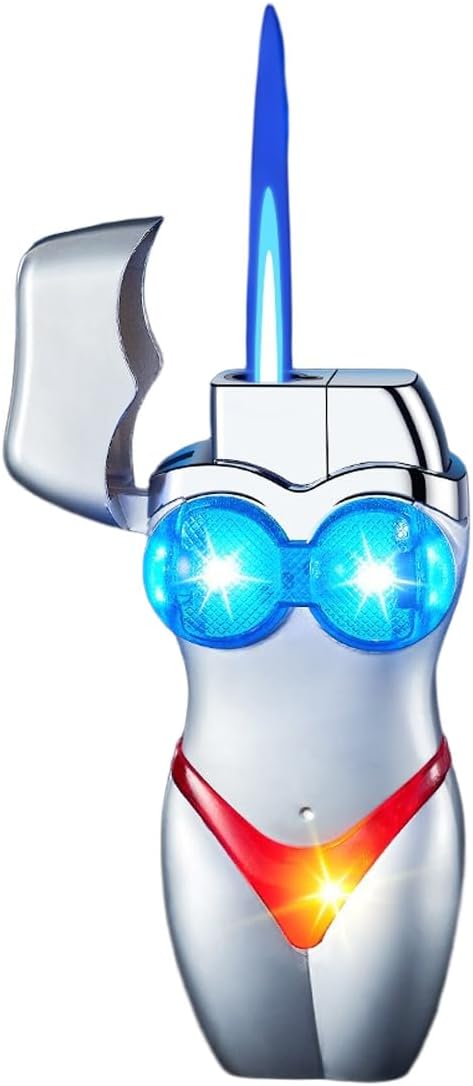 Glow-in-The-Dark Bikini Lighter - Cool Windproof Inflatable Lighter (Silver)