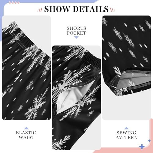Snowflake Pattern Pajama Lounge Pants with Pockets Sleepwear Soft Elastic Waist PJ Bottoms 6-14 Years4