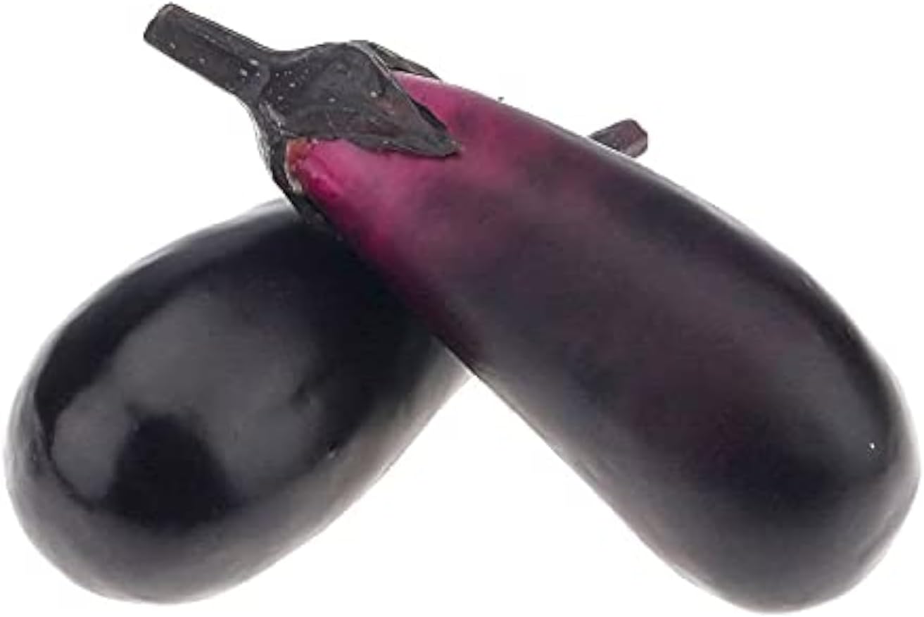 2 Pcs Fake Eggplant, Realistic Artificial Vegetable for Decoration | Realistic look,not fade or rot,shop,home kitchen farmhouse decor,photography props