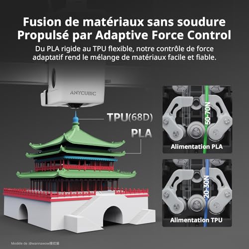 Imprimante 3D Anycubic Kobra X multifilament 4 couleurs intégrées pour création facile