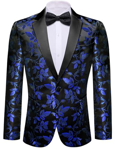 Image of Barry. Wang Men's Sport Coats & Blazers Flower Suit Jacket 1 Button Paisley Tuxedo Mardi Gras Carnival Parade Gift