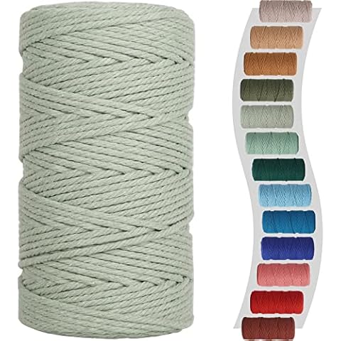 Macrame Cord 3mm 220yards (200 Meters) Sage Macrame Supplies Macrame Yarn, Colored Cotton Rope, Colored Cord for DIY Cover