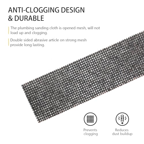 Image of SCOTTCHEN Sanding Rolls /Plumbing Sanding Cloth 1-1 /2 inch x 11yd (33 ft) / Plumber's Double Side Open Mesh /Silicon Carbide Grit #80-1Roll