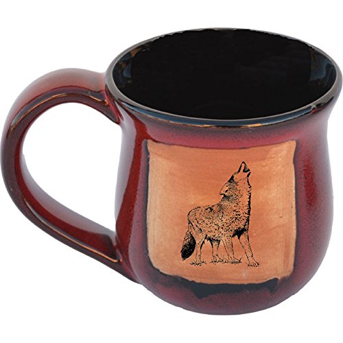 ALWAYS AZUL POTTERY Howling Wolf Mug in Real Red Glaze - Handmade Ceramic Coffee Mug - Stylish and Unique Handcrafted Artistic Drinkware - Polished Clay Cups, Great for Coffee, Tea, and Art Lovers