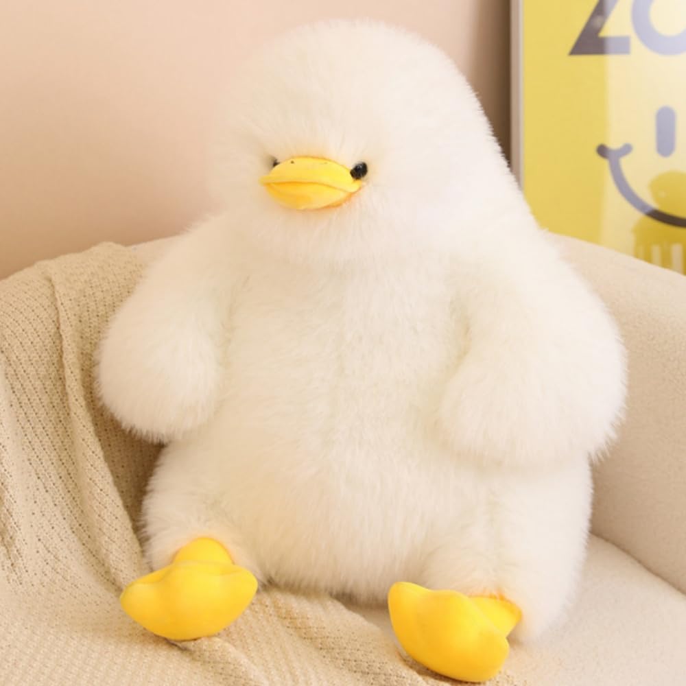 OUKEYI Cute Fried Duck Doll, White, 15.75 inches, Stuffed Animal, Plush Doll, Perfect for Snuggling, Playing, Decorating, Hugging, Reading, Watching TV, Studying, Napping