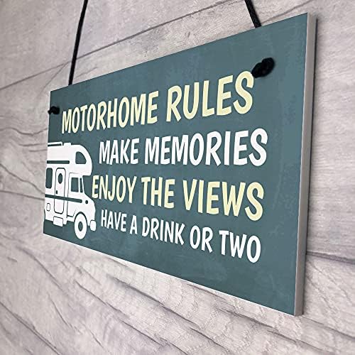 RED OCEAN Motorhome Rules Sign Hanging Door Plaque Motorhome Caravan Accessories