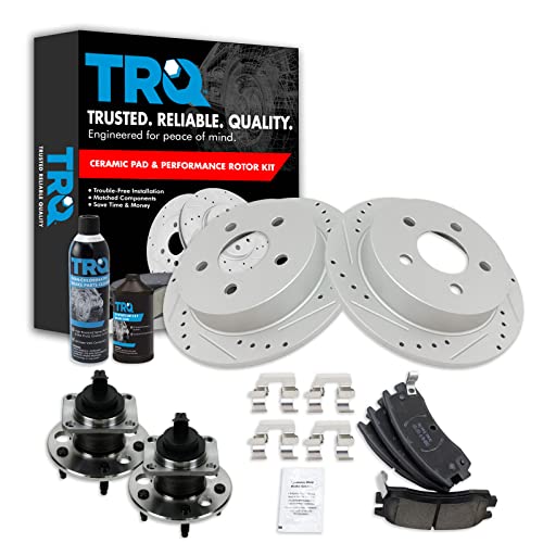 Image of TRQ Wheel Hub Ceramic Brake Pad Performance Rotor Kit Rear w /Chemicals