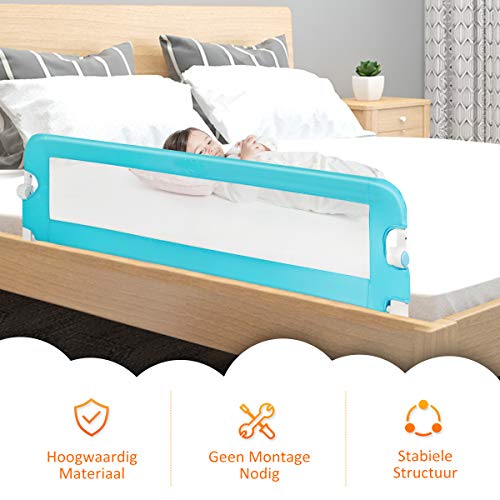 COSTWAY Bescherming bedhekje, 150 x 40 x 42cm, opklapbare veiligheid bedhek voor peuters, kinderen & baby omlaag duwen… - Image 6