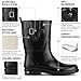 HISEA Rubber Mid-Calf Rain Boots for Women, Waterproof Insulated Anti-Slip Short Mud Boots, Cute Fashion Chelsea Garden Boots For Adult