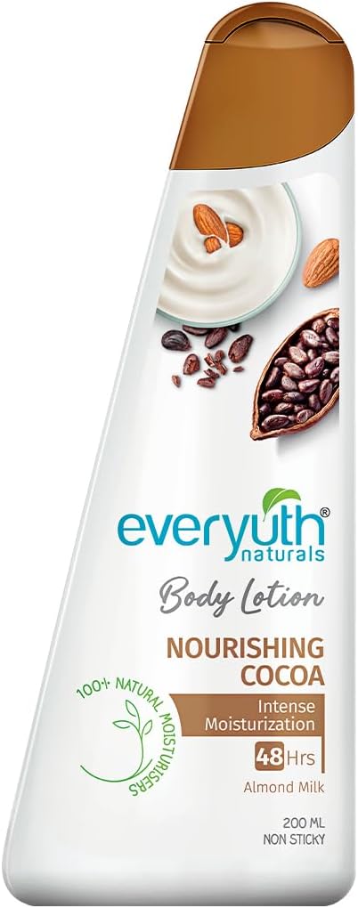Naturals Nourishing Cocoa Body lotion 200ml for men & women | 48Hr Hydration | Deep Moisture Care for Dry Skin | Enriched with 100% Natural Almond Milk | Smooth, Radiant & Healthy Looking Skin Care
