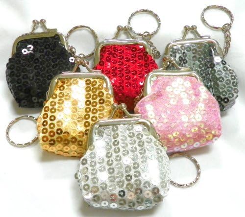 Mini Sequin Coin Purse Keychain - 6 Pack