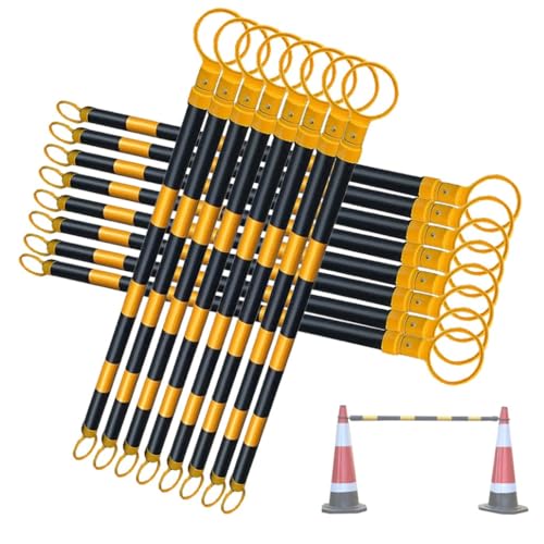 Expandable Traffic Cone Bar with Reflective Tape - 4.1' to 6.6' Telescoping Crowd Control Barrier, Lightweight Safety Device for Events & Traffic Management (16pcs, Yellow & Black)