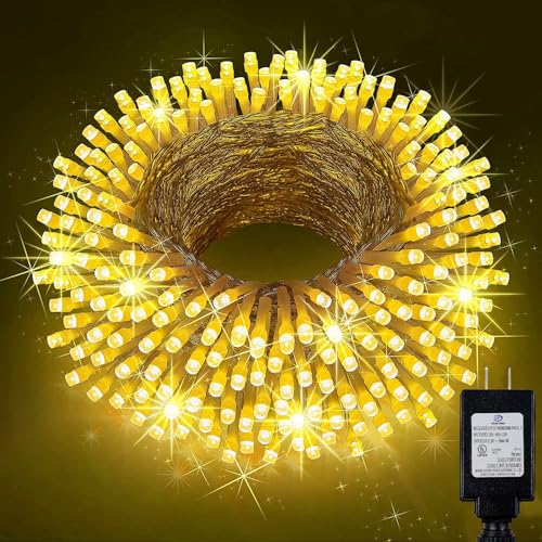 KNONEW 197FT 500 LED Christmas Lights Outdoor String Lights 8 Modes & Memory Fairy Lights Plug in Waterproof LED String Lights for Xmas Yard Tree Wedding Party Holiday Decorations (Warm White)