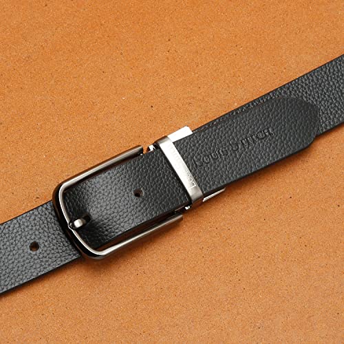 Image of LOUIS STITCH Men's Italian Leather Reversible Belt 1.25 inch (35mm) Handcrafted Formal Waist Band Officewear Men Gents Boys (Brown /Black) (FF-CS-)