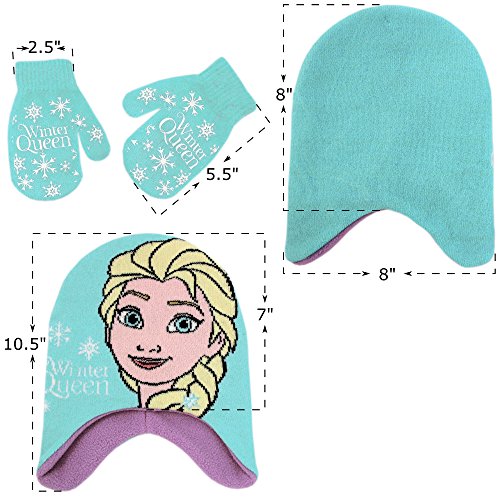 Disney Toddler Girls Frozen Elsa Winter Hat and Mitten Set, Blue/Purple, Age 2-43