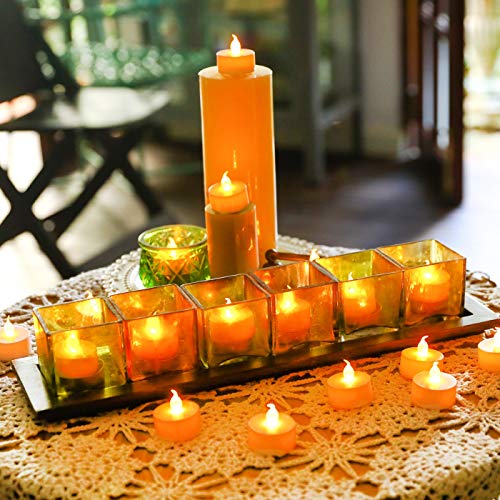 Realistic Bright Flameless LED Tea Light Candles, Bright, Flickering, Battery Powered Fake Candles, Unscented Tealights, Pack of 50