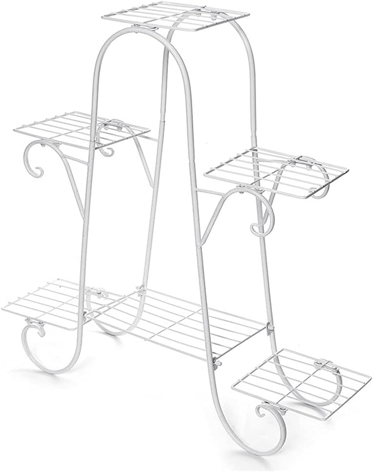Wrought Iron Flower Stand Indoor Multi-story Flower Stand Rack Floor-standing Balcony Flower Pot Shelves(Onecolor)
