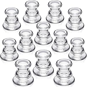 Candlestick Holders Bulk – 12PCS Taper Candle Holders for Table Centerpiece – Thick Glass Candle Holders for Wedding, Party and Festival Decoration
