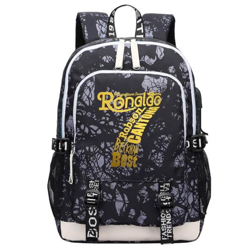 Soccer Player 7 Multifunction Sport Backpack - Travel Laptop Bag (Black lines - 2)