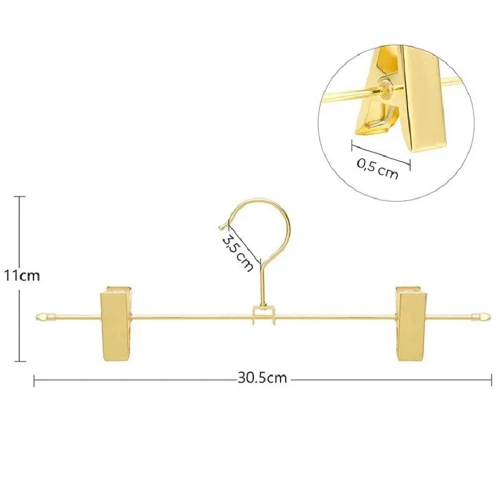 Confezione da 10-30 grucce in metallo resistenti for pantaloni e gonne, oro lucido, con clip antiscivolo regolabili e gancio girevole(Gold,30PCS)