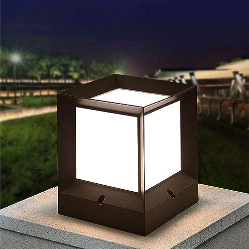 Image of SINOMAN Metal and Glass Unbreakable Gate Light for Home Gate Waterproof | Lamps for Main | Outdoor Garden Light | Pillar Lights (GL Sqaure, Pack of 2)