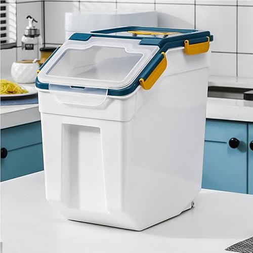 Miniatura 7 de Begino Contenedor grande de almacenamiento de harina de 25 libras, paquete de 4 recipientes herméticos de almacenamiento de arroz con tapa de