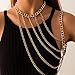 Inateannal Punk Mehrlagige Körperkette Gold Schulterkette Halskette Geschichtet Quaste Schultergeschirr Sexy BH Kette Aussage Schulterkette Schmuck Für Frauen