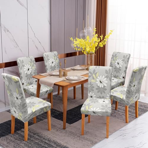 Sufdari Chair Covers 4 Grey Stretch Dining Chair Covers - Image 2