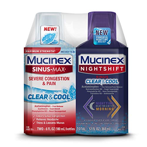 Maximum Strength Mucinex Sinus-Max Severe Congestion & Pain Clear & Cool & Mucinex
