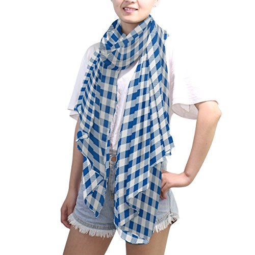 ALAZA Firebrick Gingham Plaid White Blue Grid Sheer Scarves Shawl Wrap Women Infinity Oblong Chiffon Scarf for Outdoor4