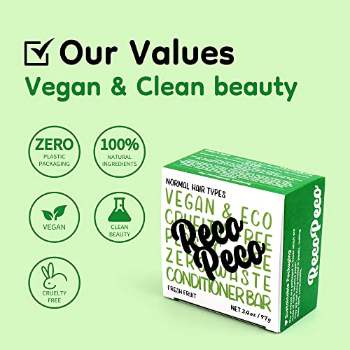 Recopeco Natural Conditioner Bar - Nourishing Soft Silk Hair With Moisture- Vegan & Natural Ingredients - Paraben, Silicone, And Sulfate Free - Plastic Free Packaging #TOP4