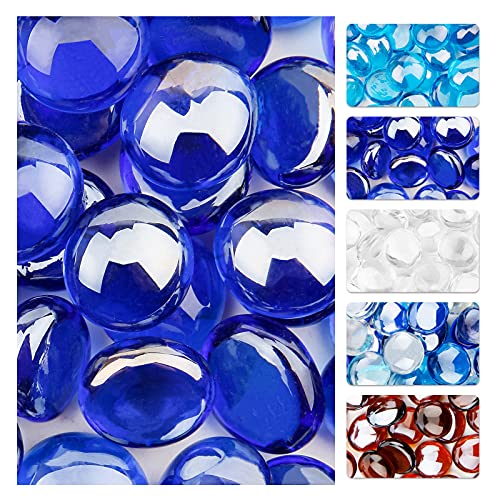 Utheer Fire Glass Beads For Propane Fire Pit, 1/2 Inch Reflective Cobalt Blue Firepit Glass For Gas Fire Pit, Fire Pit Glass Rocks Safe For Outdoors And Indoor, 10 Pounds #TOP8