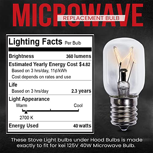 Bulbmaster Microwave Light Bulb Under Hood Wb36X10003 Whirlpool Microwave Light Bulb 40 Watt Appliance Bulb Under The Microwave Light Bulb 40W For Lava Lamps Salt Lamp Bulbs T8 E17 Base 6 Pack #TOP6