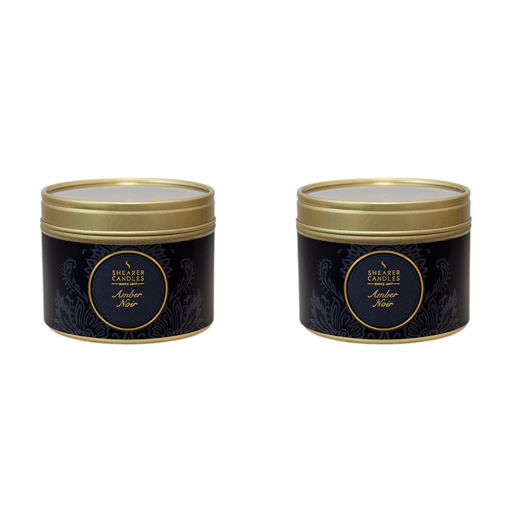 Shearer Candles Amber Noir Small Scented Gold Tin Candle - Black, Packaging May Vary (Pack of 2)