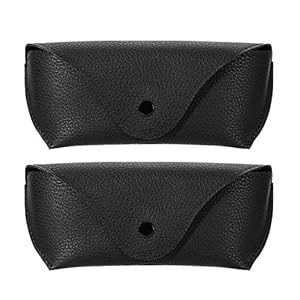 Hifot étui lunettes cuir 2 pièces, PU cuir poche Sac Souple de Lunettes de Soleil, Stockage étui avec Clip pour femme homme enfant