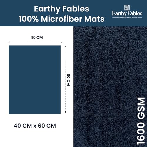 Image of Earthy Fables Soft Microfiber Bath Mat - Loop Pile, Quick Dry, Anti-Skid, Water Absorbent, Non-Slip, Machine Washable Floor Rug, Shower Mat, Door Mat for Bathroom, Bedroom, 60x40 cm - Teal