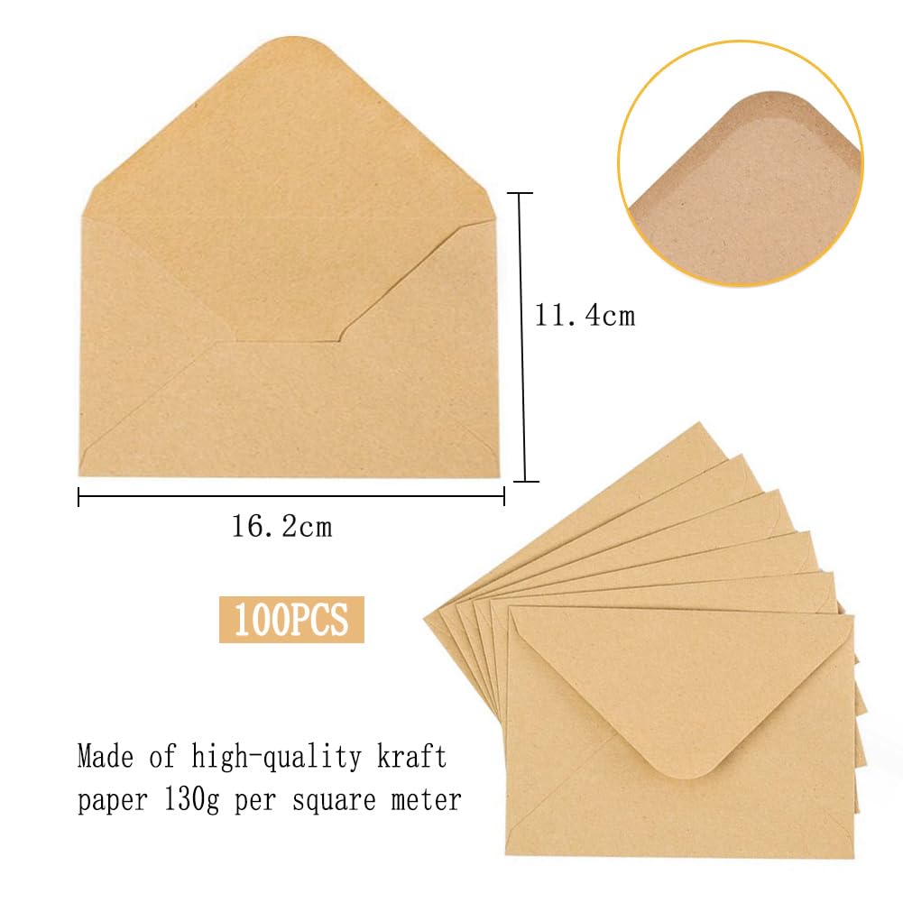 Lot 50 Enveloppes Kraft C6 Marron 120g – Vintage Sans Fenêtre, Autocollant Sceau, Idéal Noël, Mariage, Cartes Cadeaux