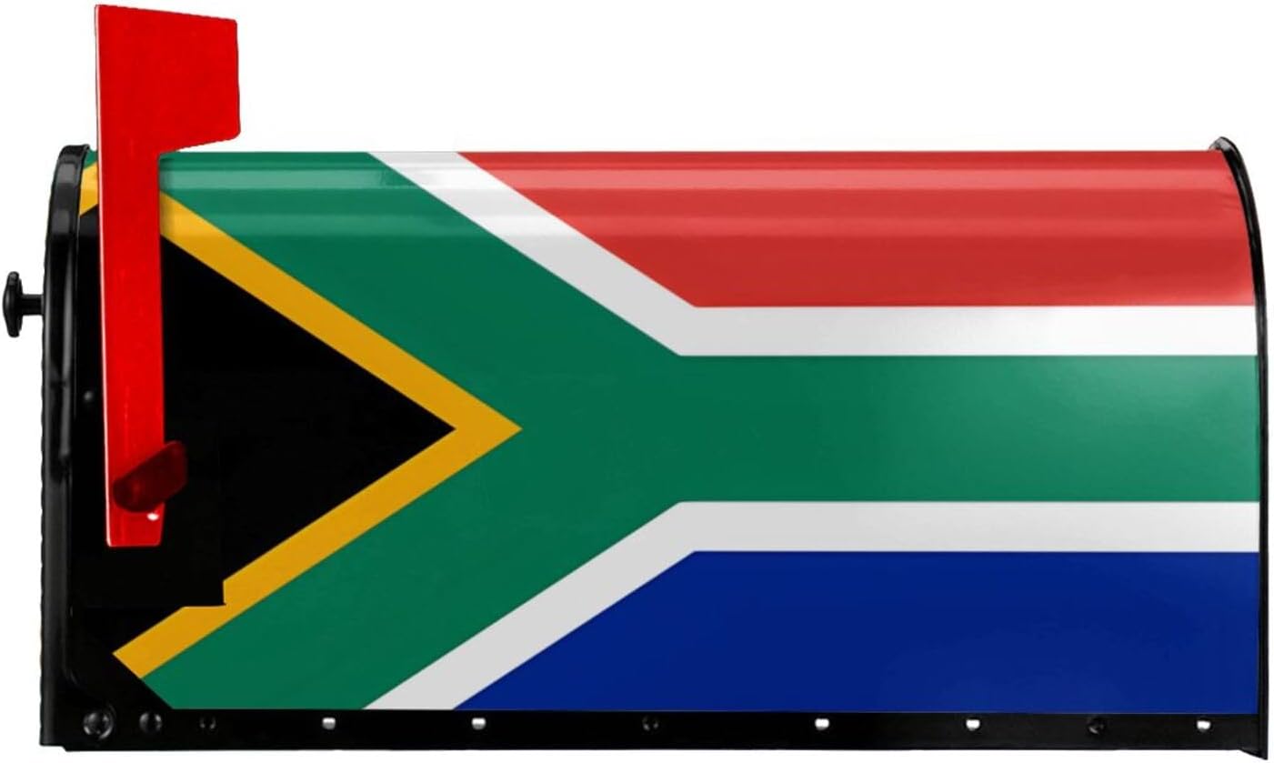 South Africa Flag Print Magnetic Mailbox Cover - Decorative Seasonal Outdoor Mailbox Wrap Mailbox Accessory for Standard & Large US Mailboxes (21×18 in / 25.5×21in)