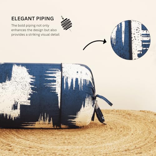 Image of AURAVE Cotton Printed Bolster Cover with Drawstring Closure, Set of 2, Soft Breathable Durable Machine Washable for Sofa Bed & Home Decor, 15 inchx30 inch, Blue | Cover Only