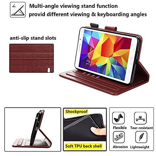 Uucovers Case For Samsung Galaxy Tab 4 7.0 Inch (2014) Cover (Sm-T230/ T231/ T235) With Pencil Holder Pockets Embossed Floral Pu Leather Magnetic Folio Stand Tpu Back Wallet, Brown Butterfly Flower #TOP6
