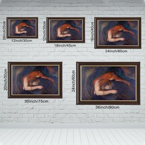 Impression sur toile Vampire Edvard Munch chef-d'œuvre avec cadre suspendu
