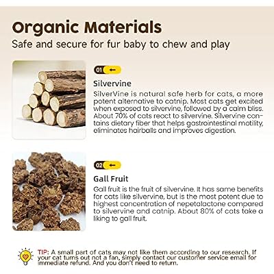 Potaroma 6 Pcs Natural Silvervine Sticks Cat Toys, Catmint Silvervine Blend Sticks, Kittens Chew Toys for Teeth Cleaning, Matatabi Dental Care Cat Treat, Edible Kitty Lick Toys