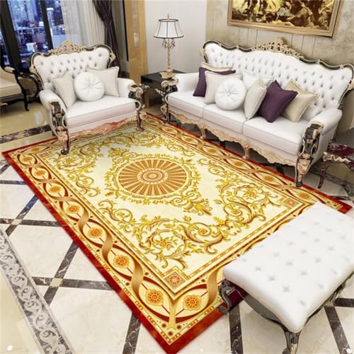 Tapis de salon jaune 140x210 cm antidérapant chic - 2