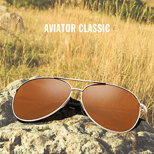 Image of Cyxus Aviator Sunglasses for Men Polarized UV400 Protection 1489 | Anti Glare,Davos Style,Military Pilot Sunglasses,Ideal for Driving Hiking Travel Outdoor Activities