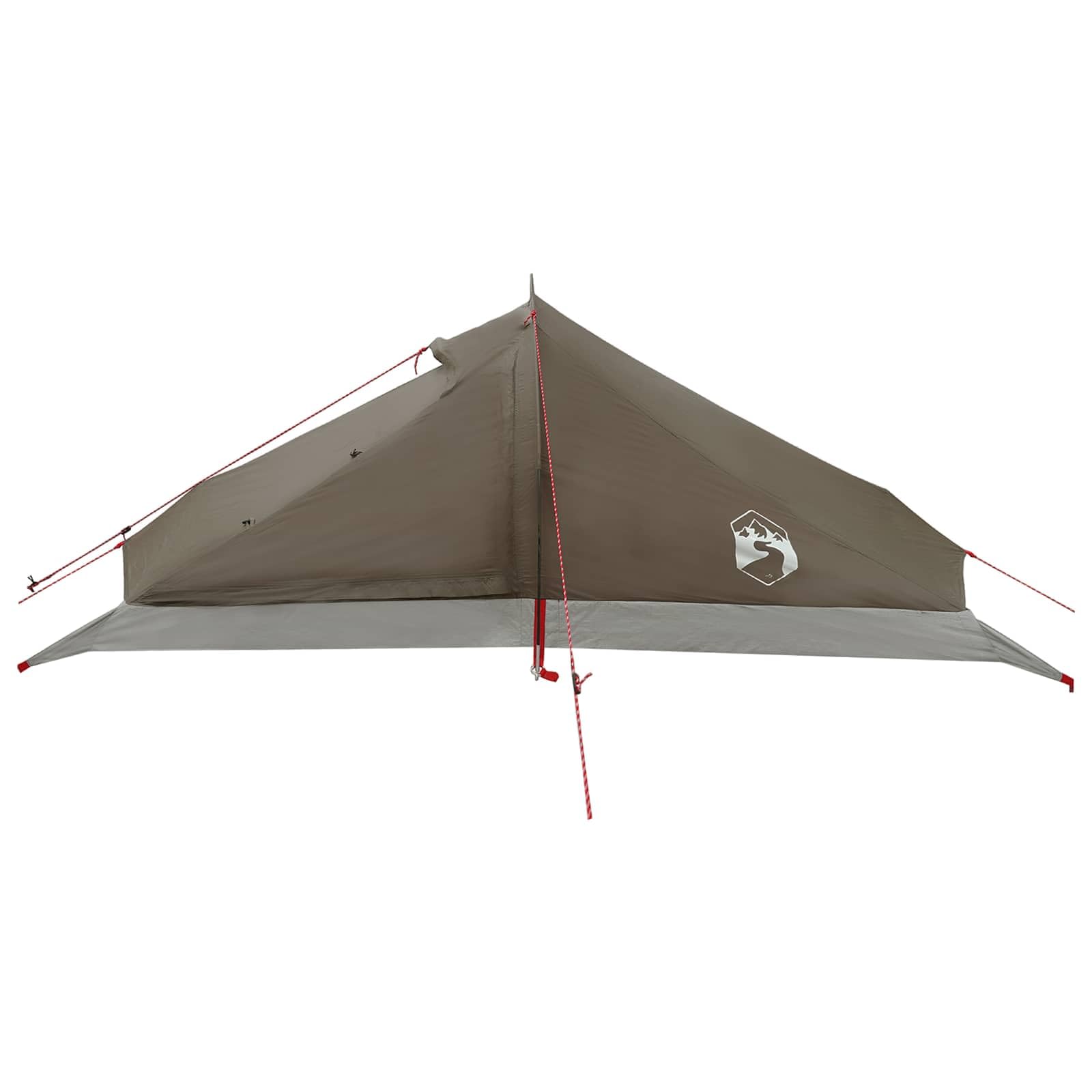 Trekkingzelt Braun und Grau für 4 Personen, 185T Polyester mit PU-Beschichtung, wasserdicht, atmungsaktiv, leichtes Kuppelzelt für Camping, Wanderung, Outdoor, Rucksack und Festival