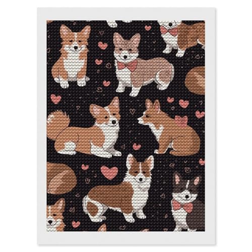 Broderie diamant chien corgi pour décorer le salon et s'accorder une pause détente