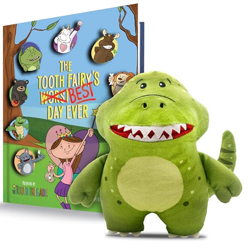 Rebel Dinosaur Tooth Fairy Pillow and Book Set | 8