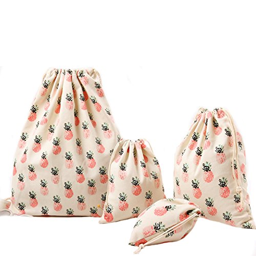 Abaría: Mochila de cuerda Tela   3 bolsos del almacenaje organizador para maleta  piña